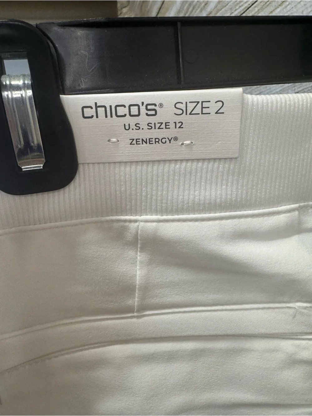 Chico's Women's White Stretch Chinos with Front Zip Pockets - Picture 3 of 10